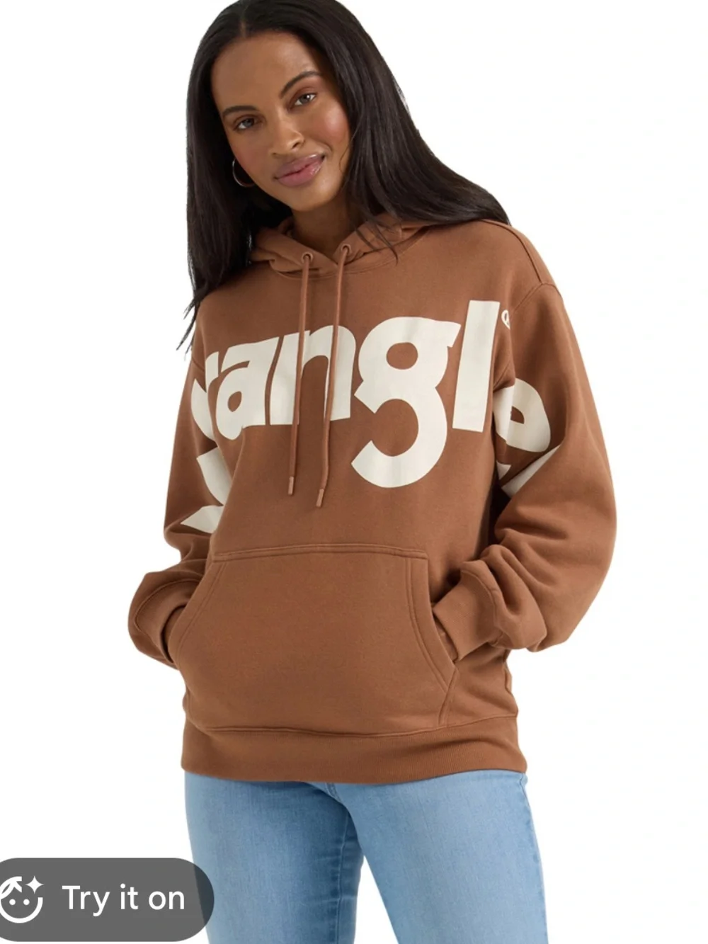Wrangler Brown Hoodie with White Logo - Picture 1 of 4